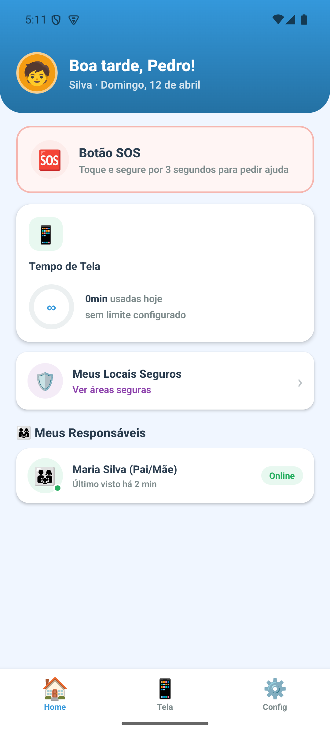 App do Filho - Tela Inicial
