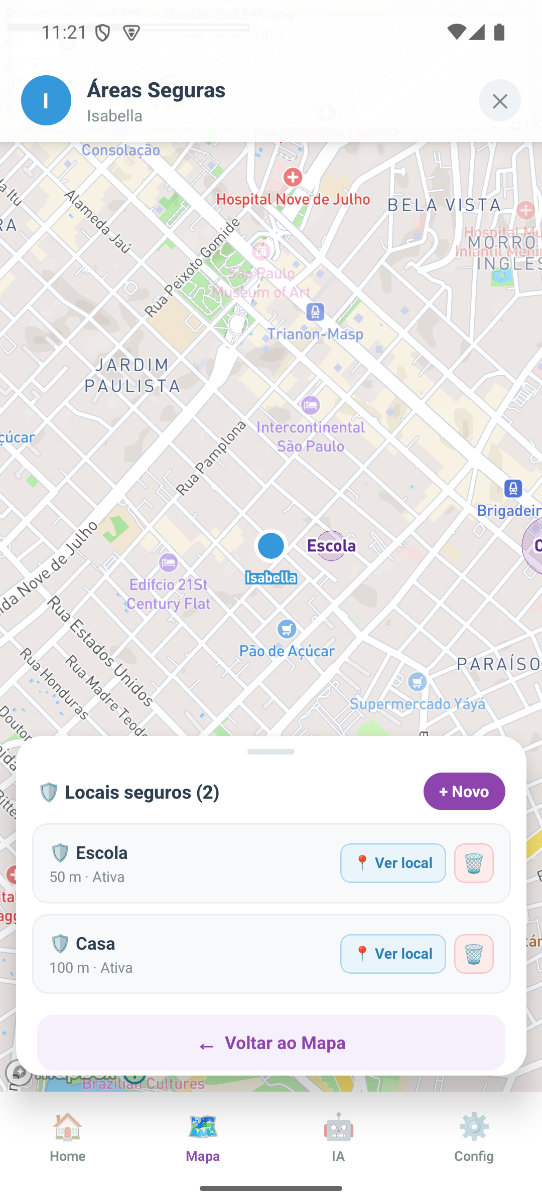 Localização e Áreas Seguras